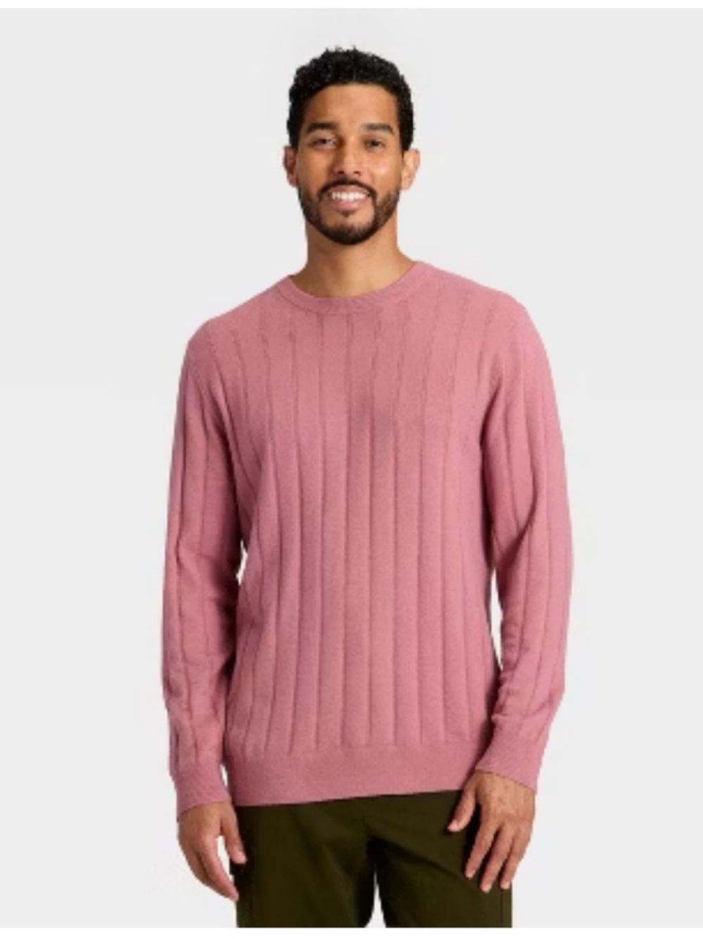 Goodfellow & Co Rose Pink Cable Knit Crewneck Sweater